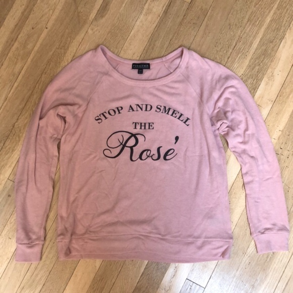 NWOT PJ Salvage Stop and Smell the Rosé  top
